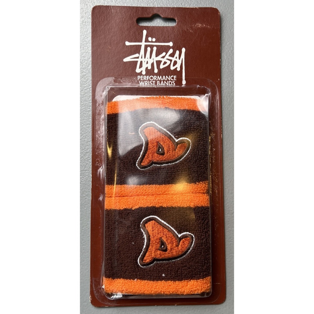 STUSSY  2 pack Wrist bands Vintage Brown And Orange.